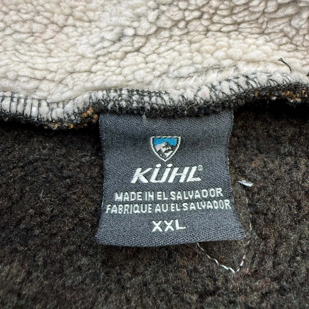 Kuhl Alfpaca Sweater Mens 2XL Brown Knit Fleece 1/4 Zip Pullover Hiking Outdoors